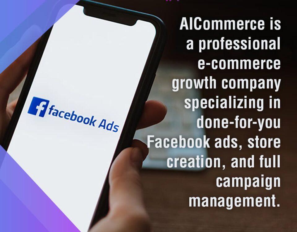 Hand holding a smartphone displaying the Facebook Ads logo.