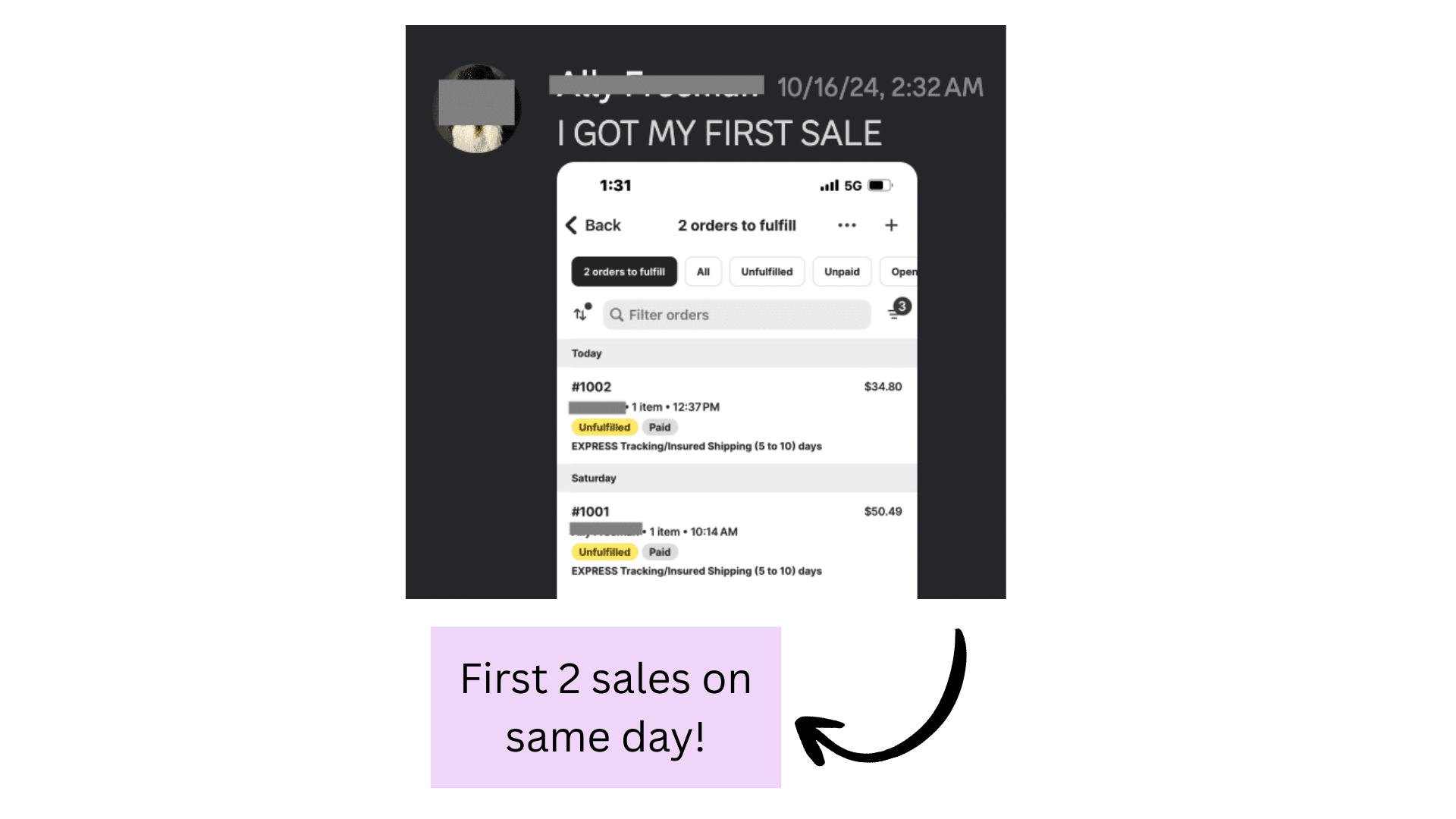 Client testimonial screenshot